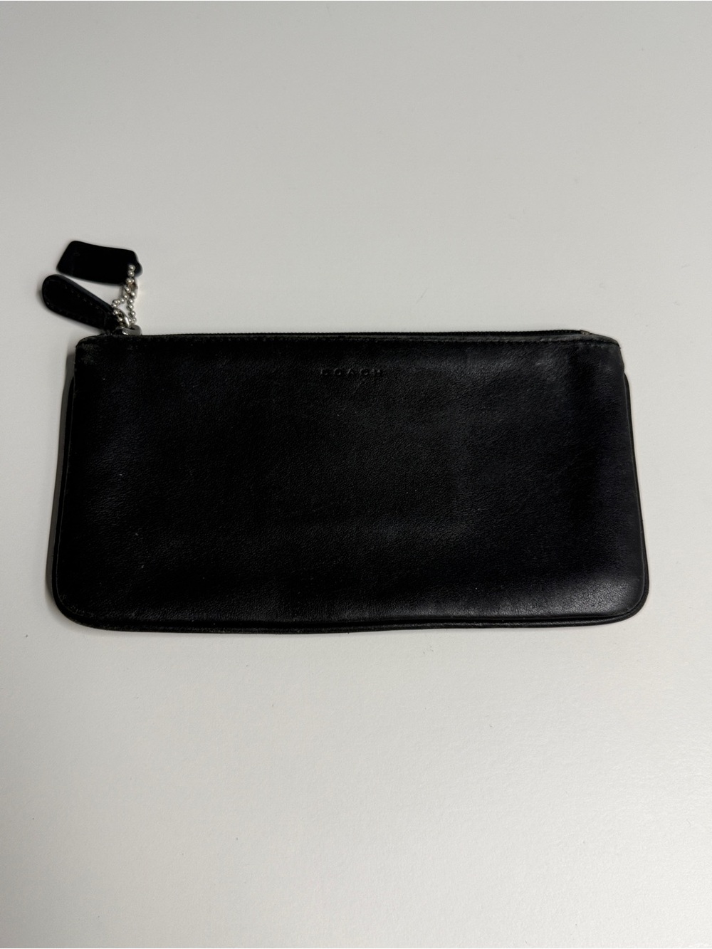 Coach Black Leather Zip Wristlet